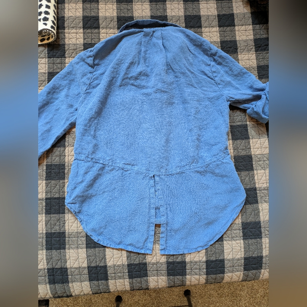 Linen Blue Button Down, S - Picture 13 of 14